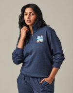 Canada Unisex French Terry Quarter Zip - Navy Marl - Image 3
